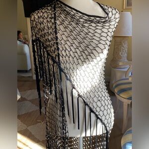 Shimmering Beaded Shaw cape elegant 70s Flapper boho cocktail glam paccessory